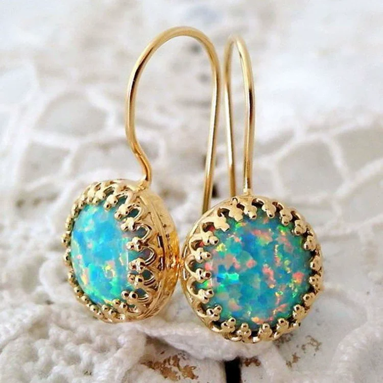 Vintage Round Gemstone Earrings