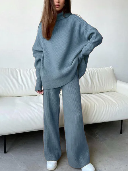 Ladies' Simple Falling Shoulder Loose Woolen Suit