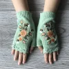 Gants chauds en tricot brod&eacute;s pour femmes