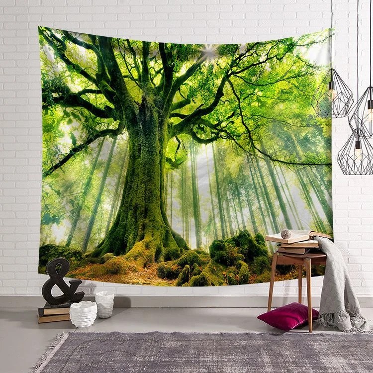 Psychedelic Forest Tapestry Wall Hanging Tapestry Blanket Farmhouse Decor Window Tapestry Headboard Polyester Yoga Shawl