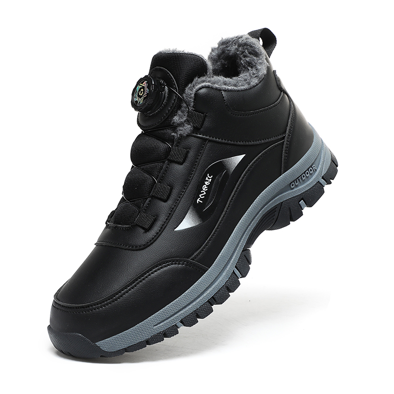 Thoval shoes for mens dress Winter Men Hiking Boots Waterproof Ankle Snow Boots Men Sneakers Outdoor Non-slip High Top Plush Warm Leather Shoes Men Boots