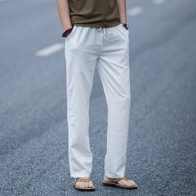 Men's casual pants linen loose plus size pants