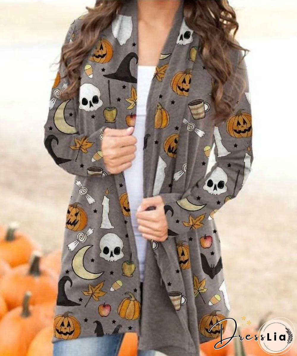 Casual Long Sleeve Halloween Cardigan