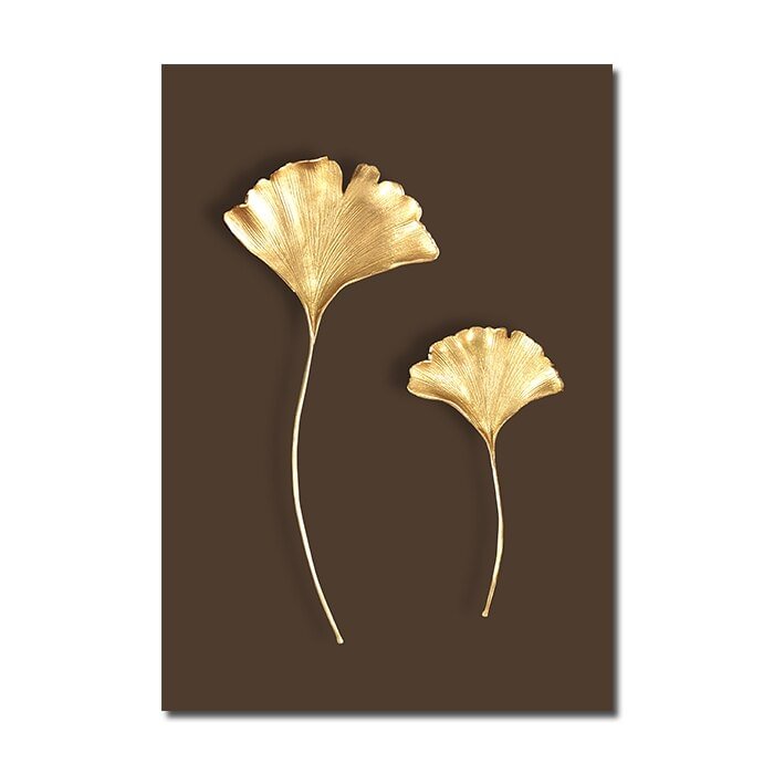 Modern Abstract Golden Plant Leaf Wall Art Canvas Painting Nordic Posters and Prints Wall Pictures for Living Room Home Decor