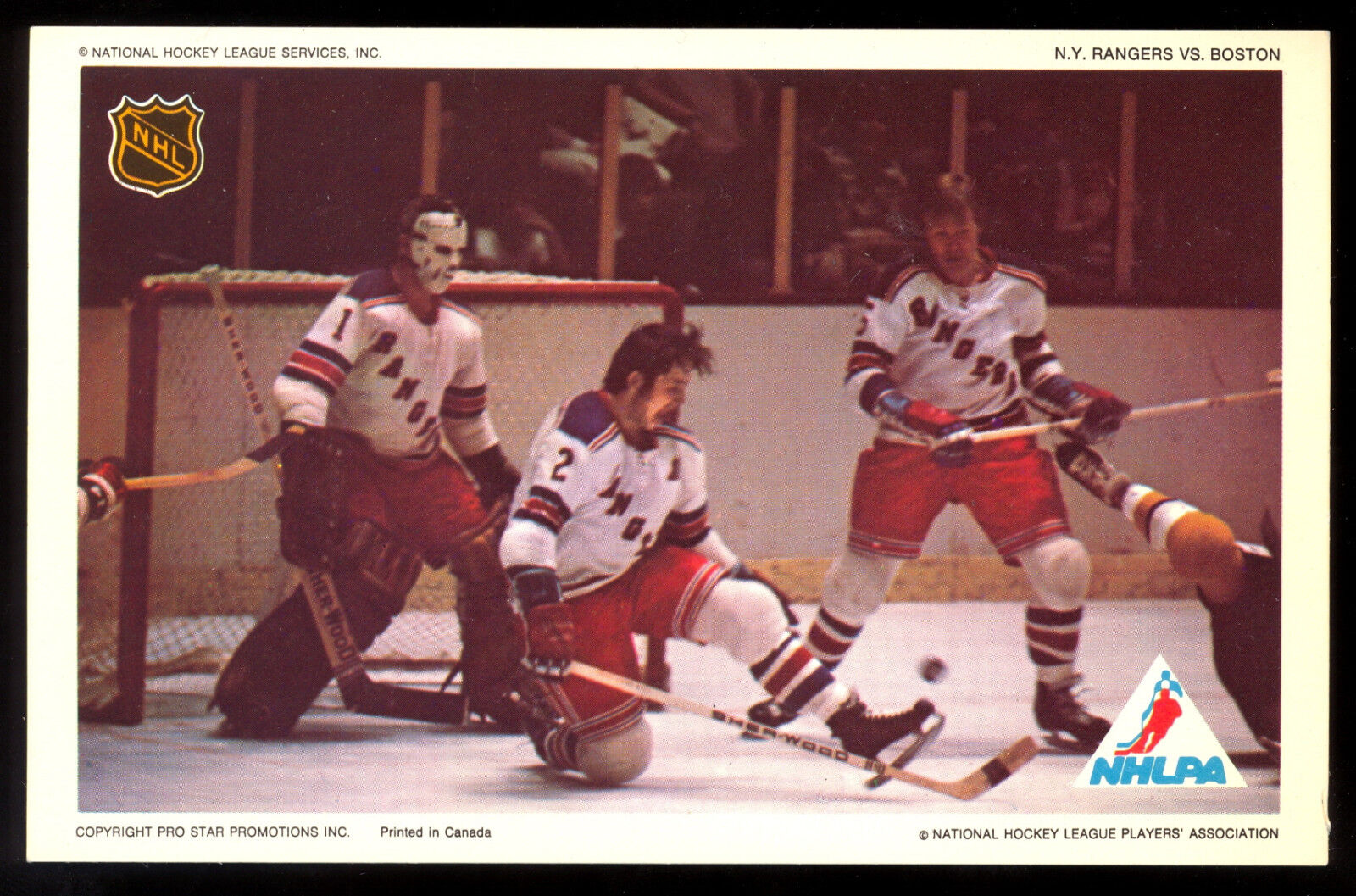 1971-72 NHLPA PRO STAR PROMOTIONS Photo Poster painting ED GIACOMIN BRAD PARK Rangers vs Bruins