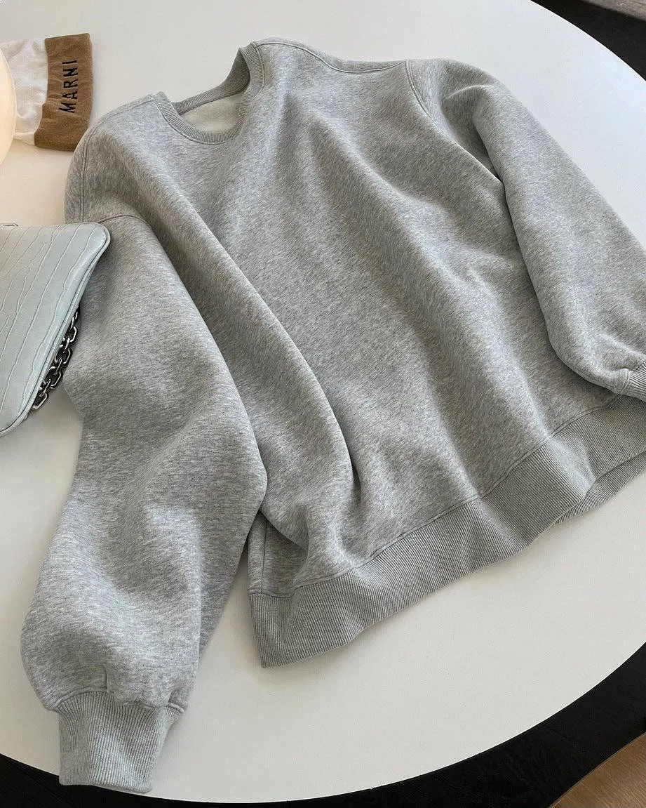 Simple Velvety Loose Solid Colour Hoodie