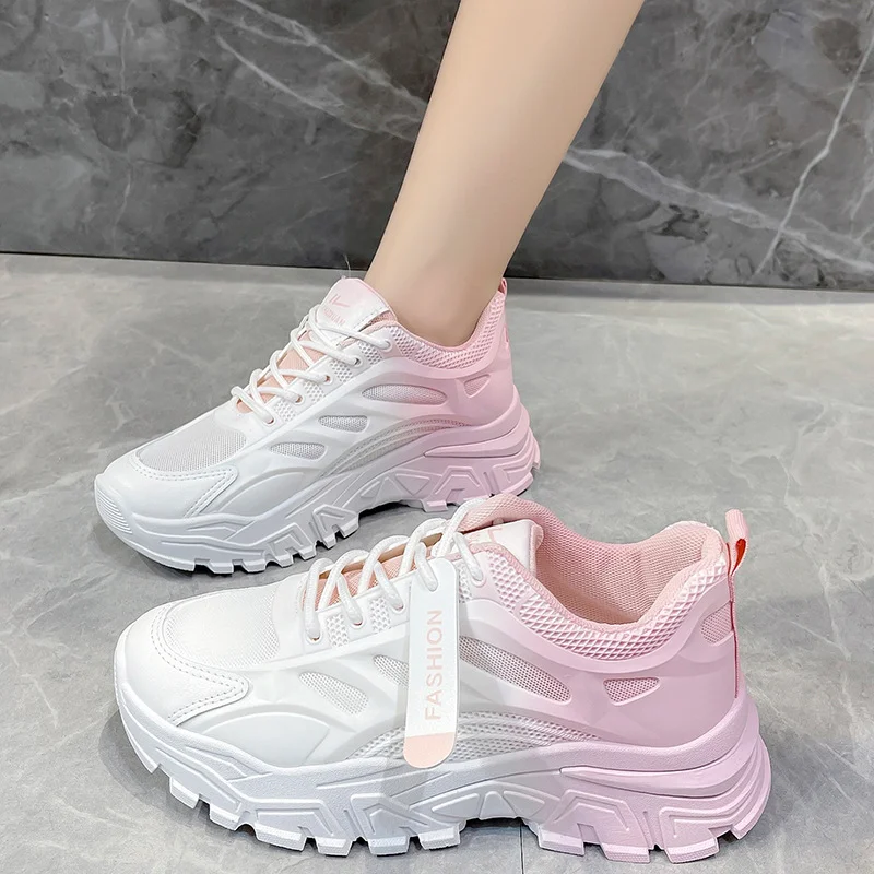 Churchf Churchf Dad Shoes Female 2024 New Mesh Breathable Platform Women's Flat Casual Sneakers Running Shoes