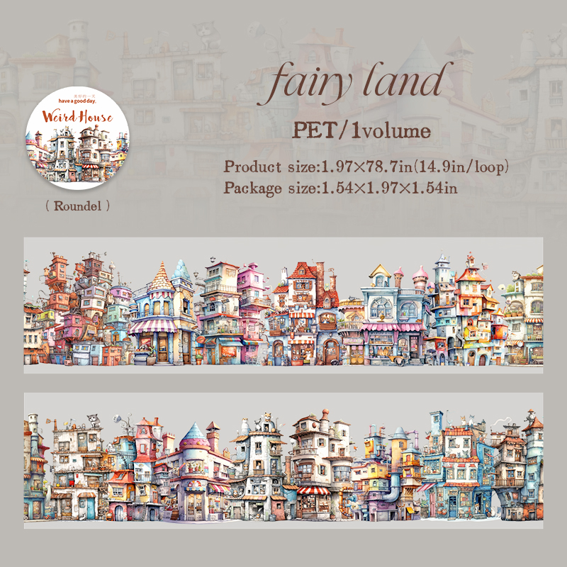PET Tape - 50mm*200cm Weird House Series Vintage Building 
