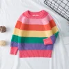 Kid Baby Girl Rainbow Cute Sweet Striped Sweater