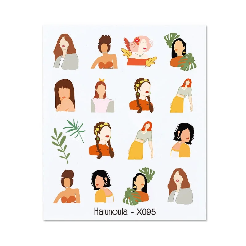 1PC Cool Girls Nail Water Decals Colorful Flower Leaf Water Transfer Sliders Nail Stickers For Nails DIY Manicures Nail Wraps-Nail Inspo