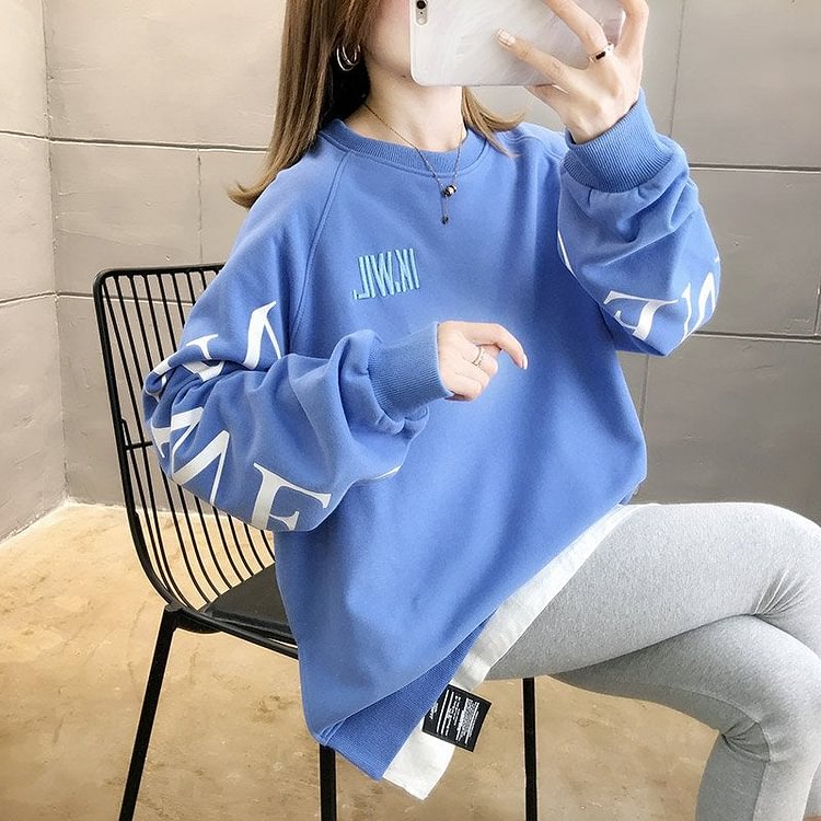 Paneled Shift Casual Long Sleeve Sweatshirt