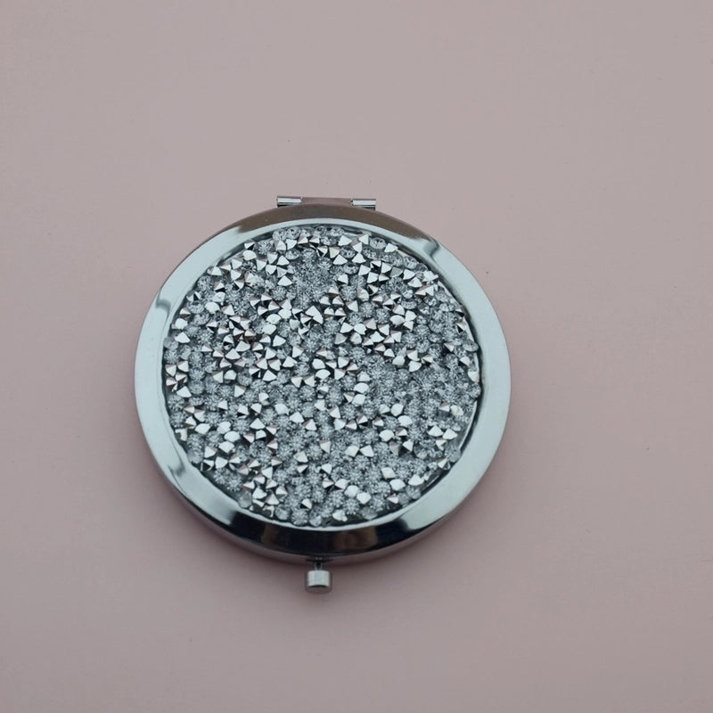 Retro Crystal Stick-on Round Double-sided Portable Mini Mirror