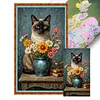 Siamese Cat Flowers-11CT Stamped Cross Stitch 40*70cm(Big Size) tapestrymarket