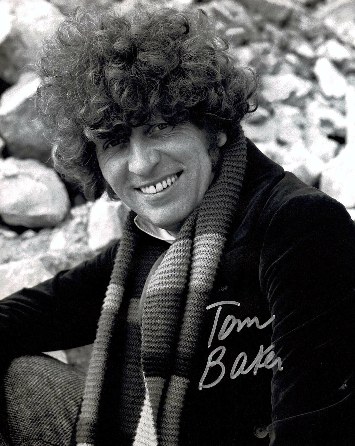 Tom BAKER The Doctor SIGNED Dr Who The Tardis 10x8 Photo Poster painting 1 AFTAL COA