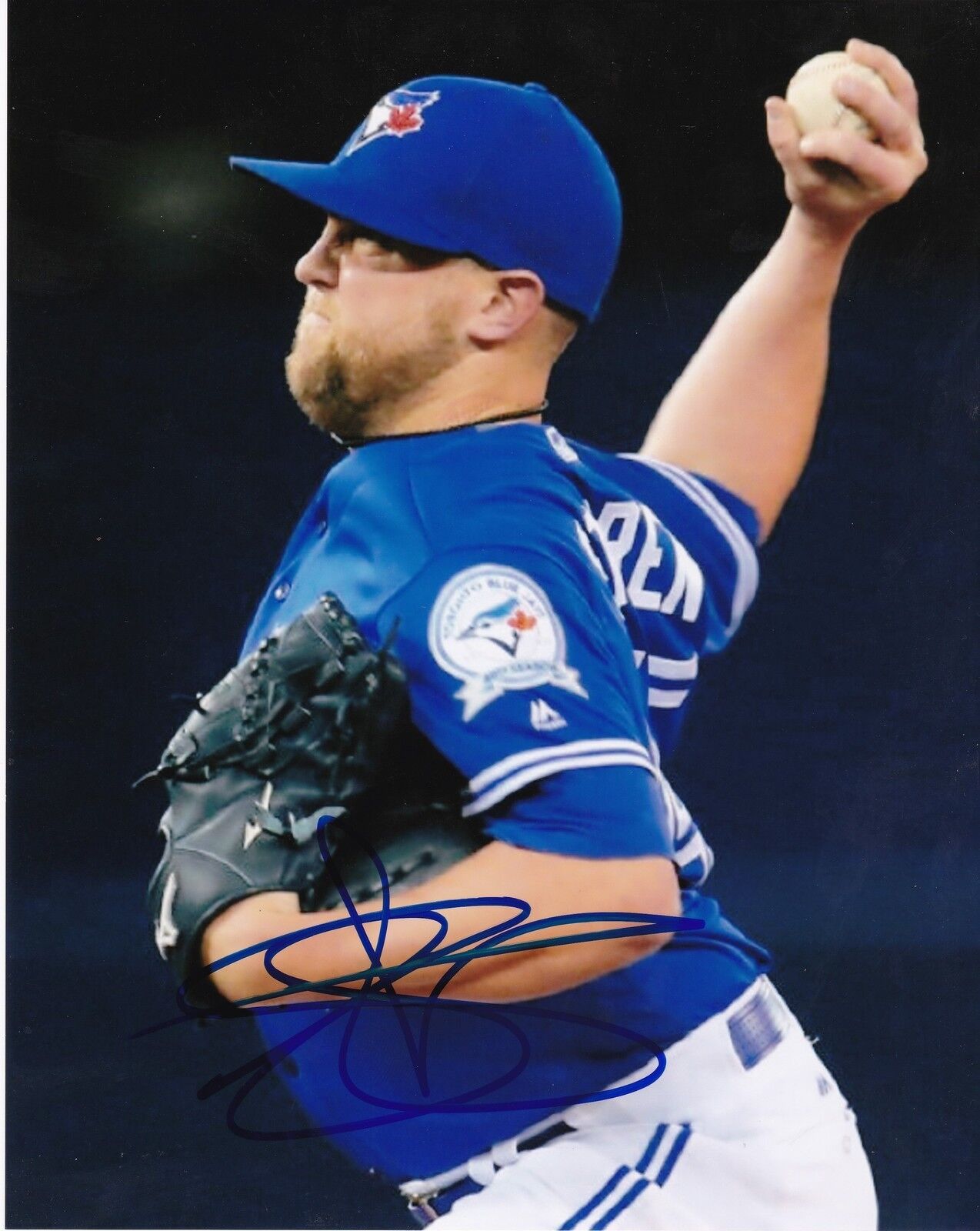 DREW STOREN TORONTO BLUE JAYS ACTION SIGNED 8x10