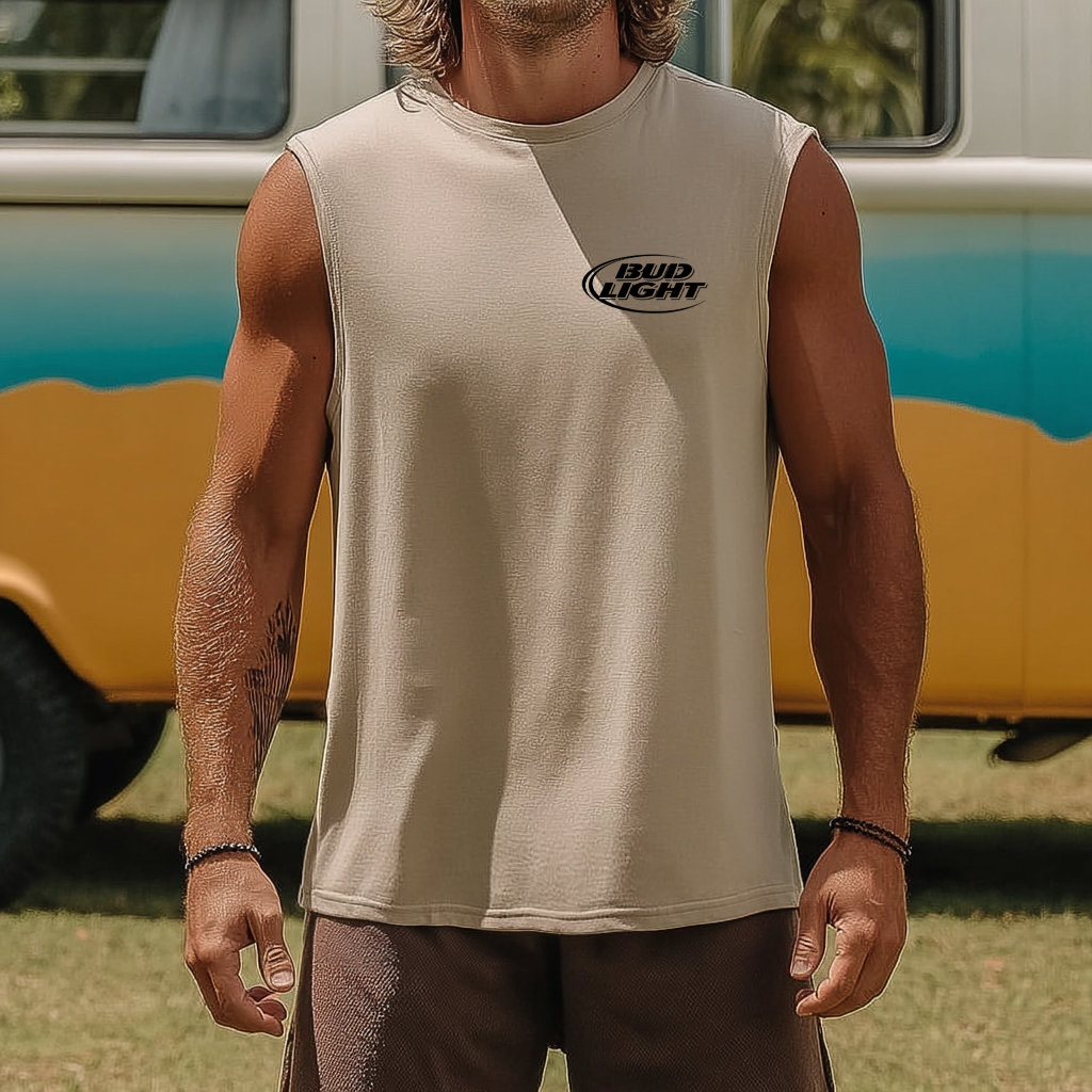 Mens Beach Vintage Muscle Logo Design Tank Top / TECHWEAR CLUB / Techwear