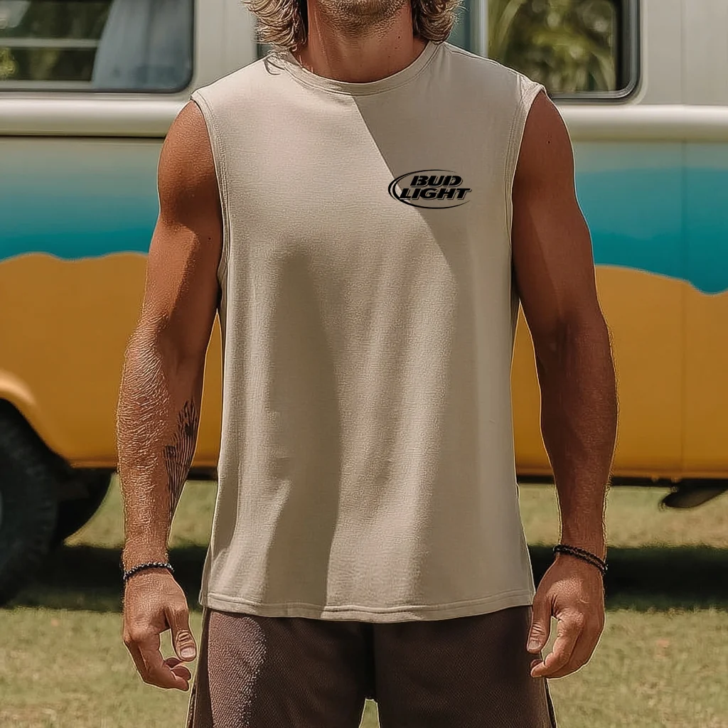  Sleeveless Muscle Tee with Classic Logo Design