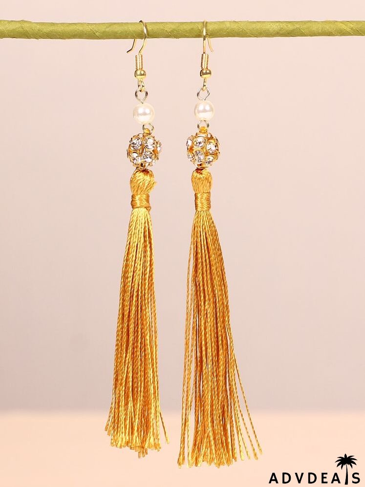 Faux Pearl & Tassel Drop Earrings