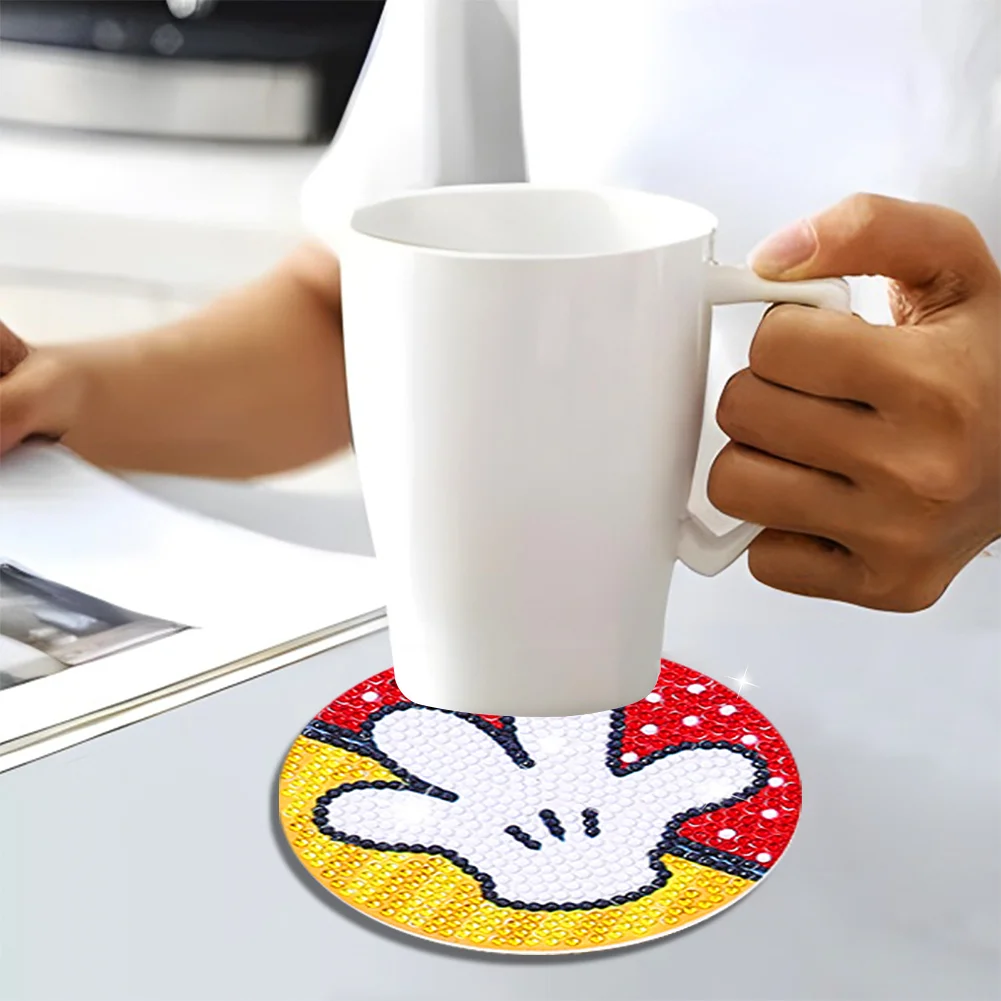 8pcs Mickey Mouse DIY Anti Slip Coasters Stackable Creative for Tabletop Protection