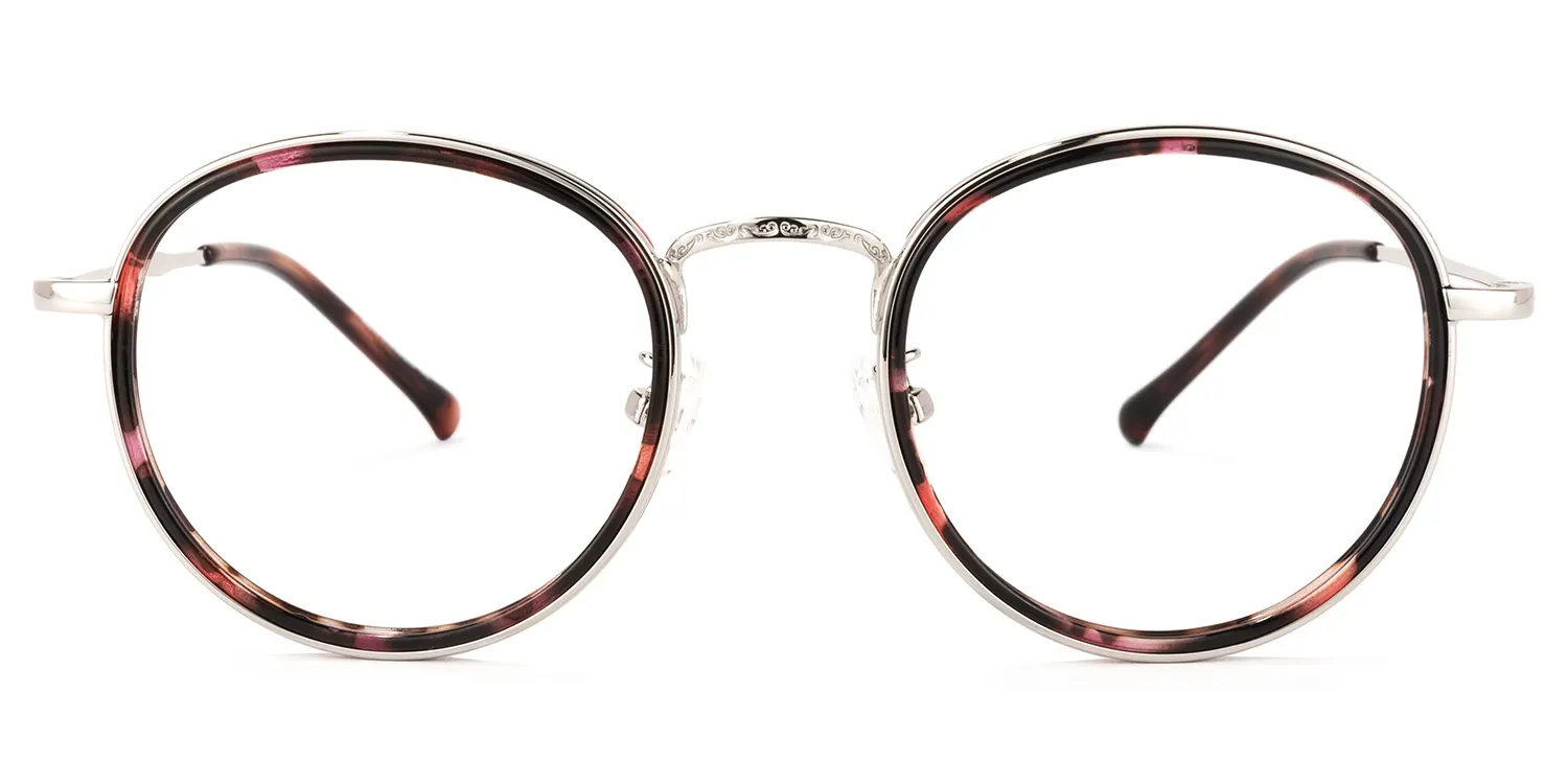 Yahya Blumendruck-Rosa Rund Brille Blumendruck-Rosa