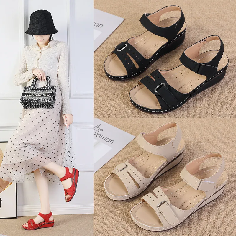 Yyvonne 2025 Large-Size Casual Fish-Mouthed Sandals Hot Roman Breeze Sandals Women Wear Magic Stickers