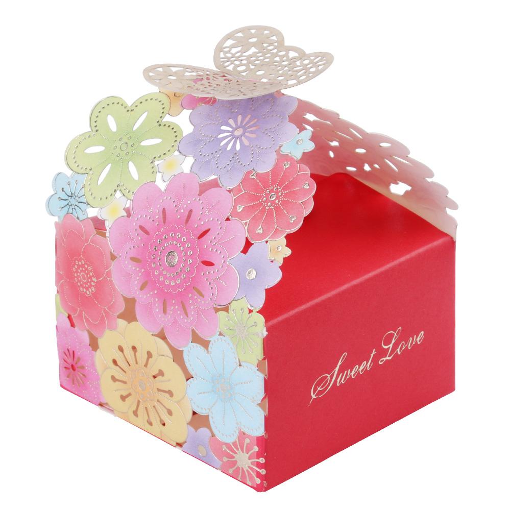 

10pcs Hollow Laser Flower Candy Box Wedding Gift Wrapping Case (Colorful, Multicolor, 501 Original