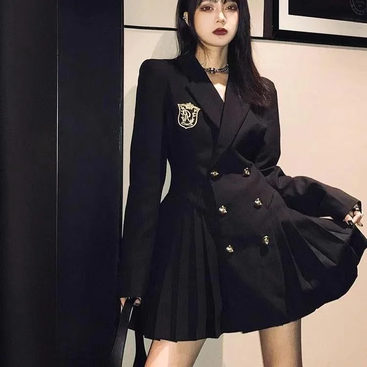 Double Breasted Long Sleeve Dress