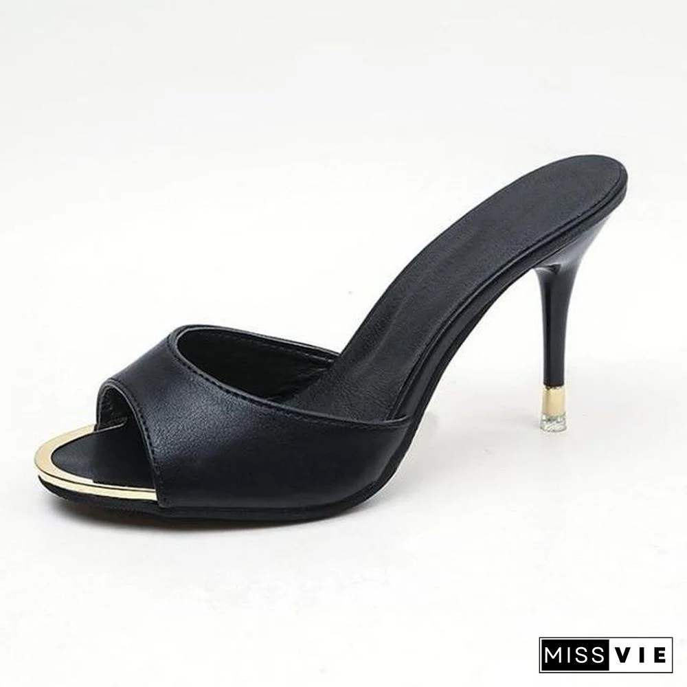 Women High Heels Sandal Shoes Sexy Black Slippers Sandals