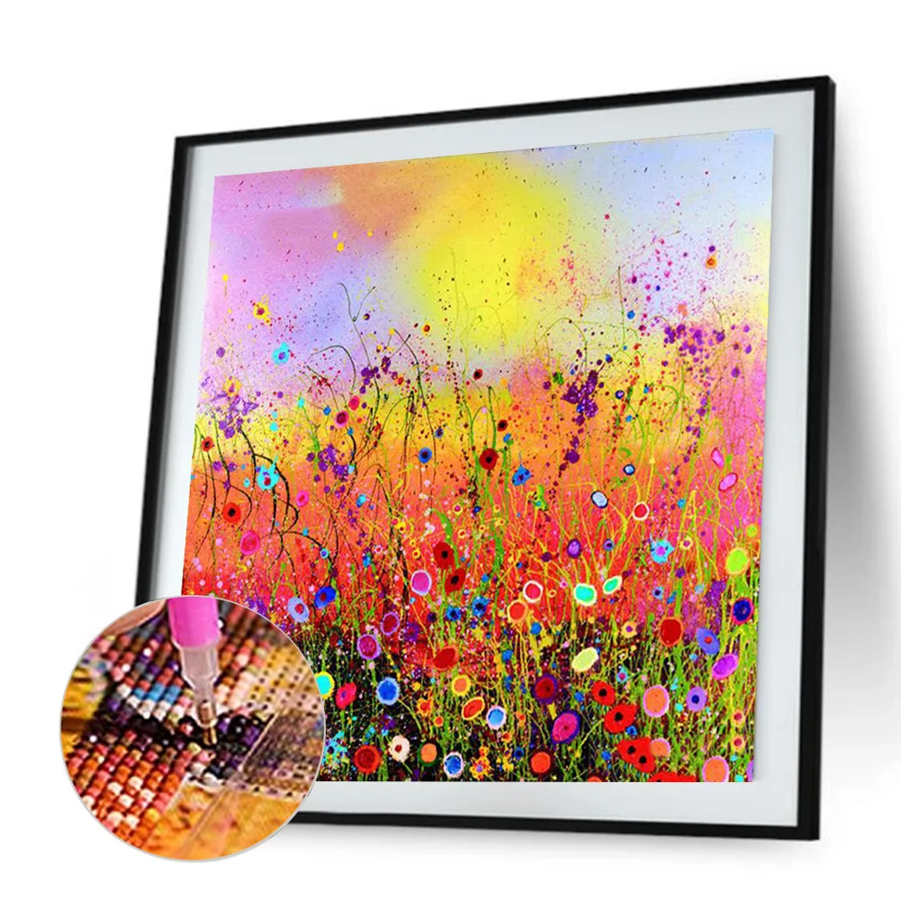 Diamond Painting - Full Round Drill - Color Flower Field(30*30cm)