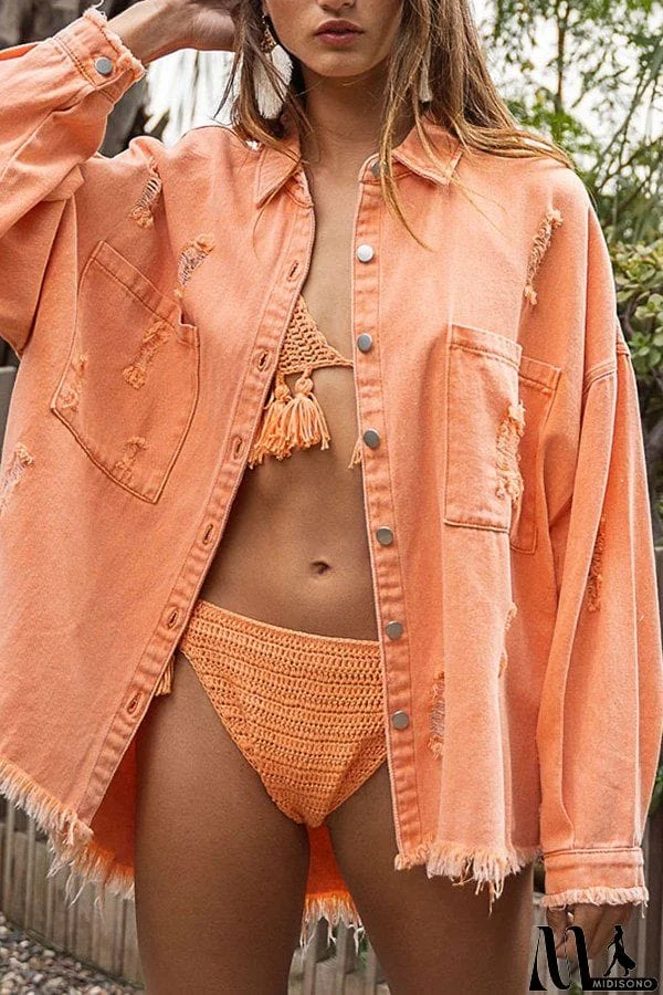 MidiSono - COTTON BLEND CONTRAST PLAID SHACKET