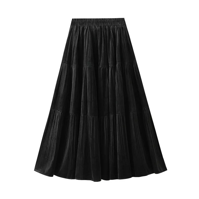 Nigikala Nigikala Hundred Folded Skirt Women Autumn And Winter Loose High Waist Thin Shaded A Word Umbrella Skirt Long Swing 8961