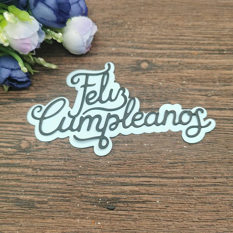 Feliz cumplea&ntilde;os de la palabra de corte Metal Cutting Dies Stencils For DIY Scrapbooking Decorative Embossing Handcraft Template