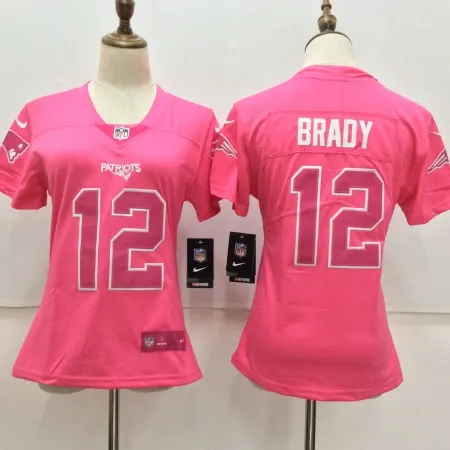 Women's  New England Patriots #12 Tom Brady  Pink Limited Rush Fashion Stitched NFL Jersey