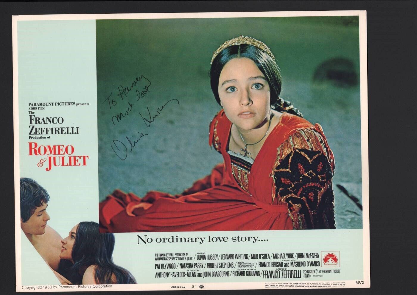 Olivia Hussey - Signed Autograph Lobby Card - Romeo & Juliet