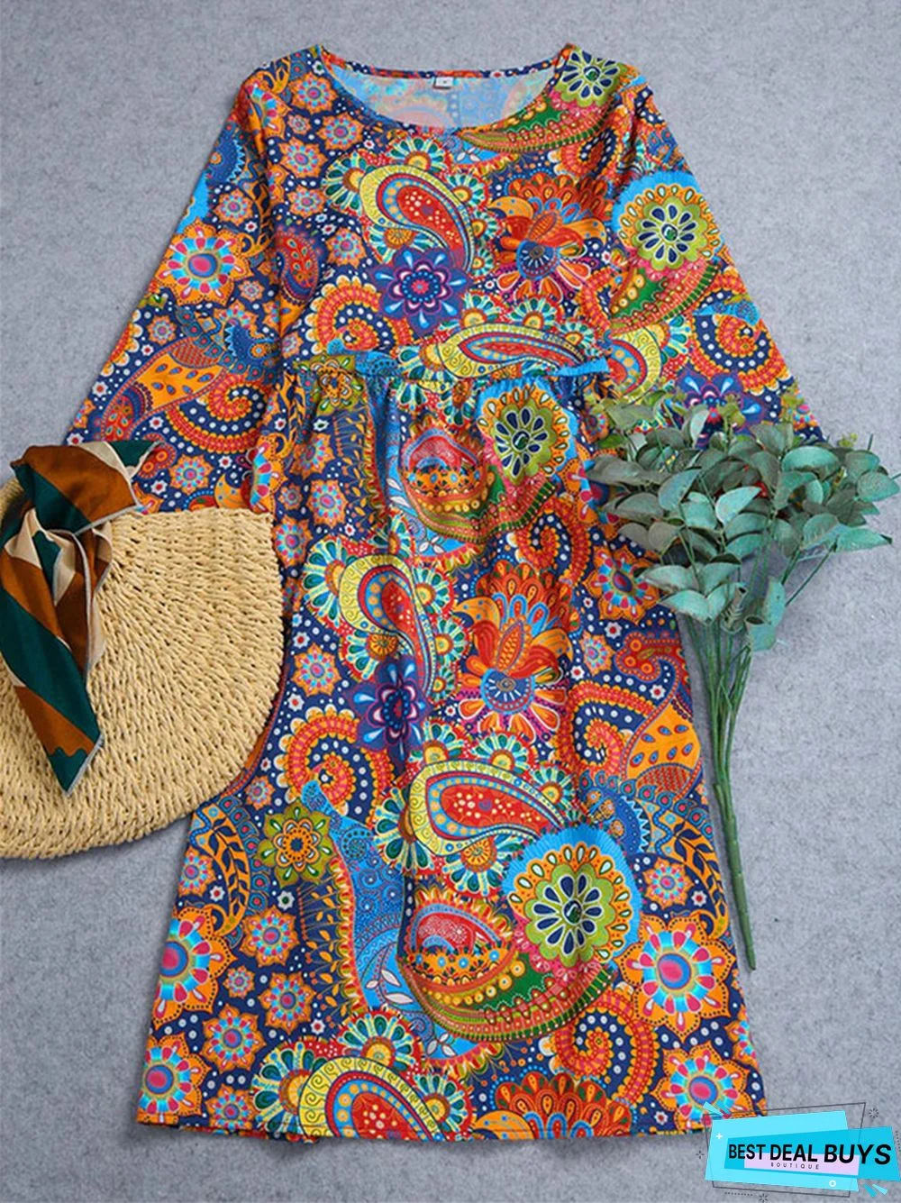 Elegant Medium Length Dress Printed Suspender Dress