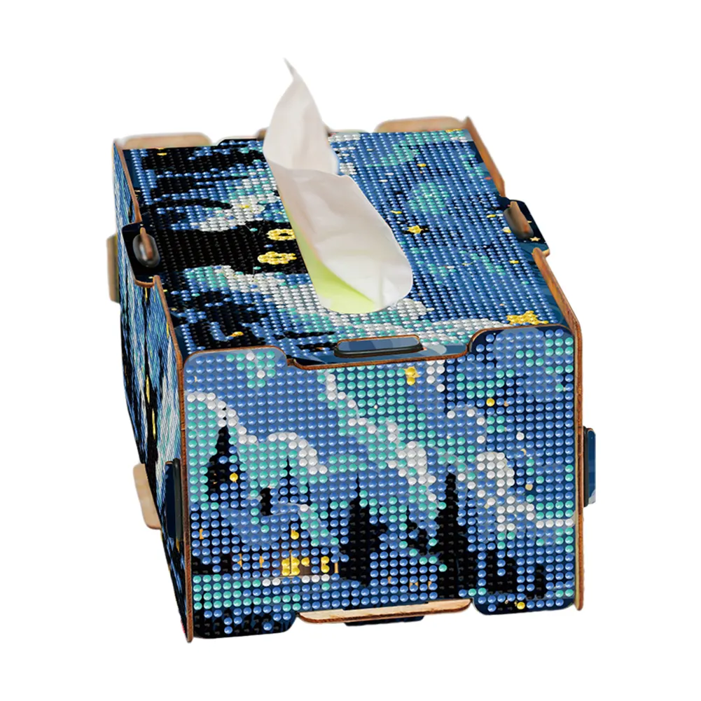 Kitten 5D DIY Diamond Painting Handmade Tissue Holder Wooden Tissue Box Craft