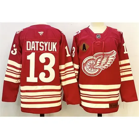 Youth Detroit Red Wings #13 Pavel Datsyuk Red 2025-26 With A Patch Centennial Premium Stitched Hockey Jersey