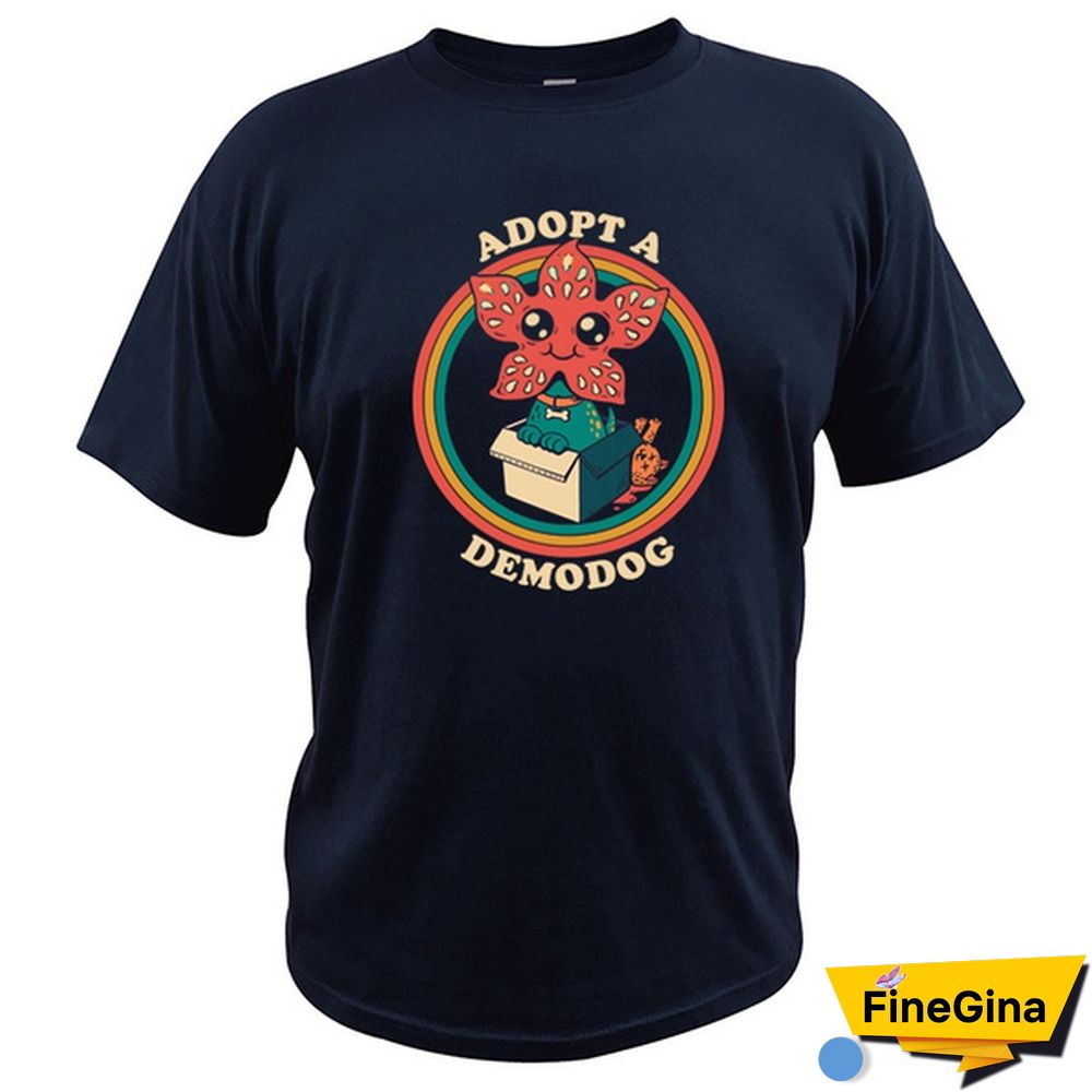Stranger Things T Shirt Adopt A Demodog 100% Cotton Camiseta Cute Cannibal Flower Dog Animal Elven T Shirt