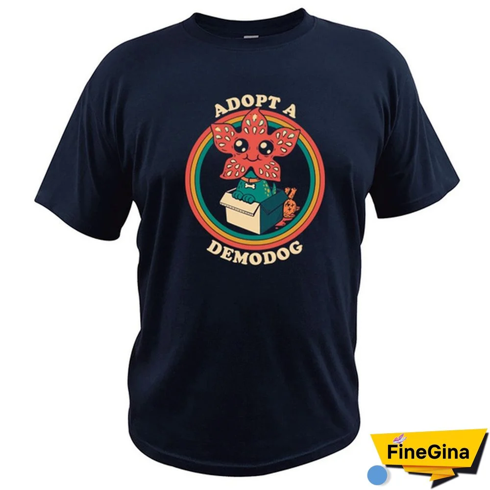 Stranger Things T Shirt Adopt A Demodog 100% Cotton Camiseta Cute Cannibal Flower Dog Animal Elven T Shirt