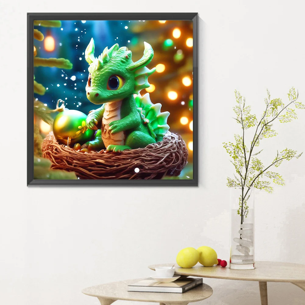 Full Round Diamond Painting 30*30cm - Dragon In The Nest