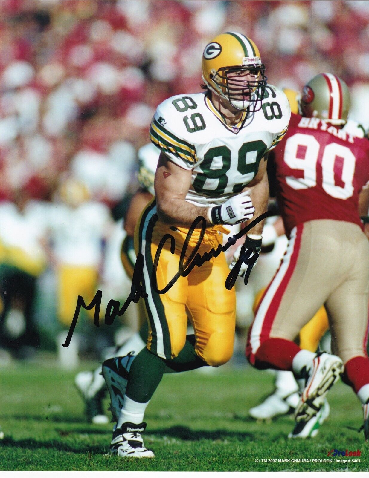 MARK CHMURA GREEN BAY PACKERS ACTION SIGNED 8x10