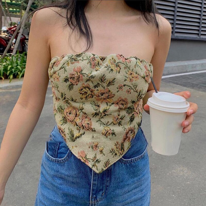 Ootddress Summer Sexy Off-Shoulder Tube Tops 2025 New Strapless Backless Printed Tank Top Vest Vintage Corset Camis Party Clubwear