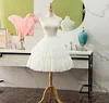 Lolita Cosplay Petticoats Halloween White Black Chiffon Two Bones Lace Short Ball Gown Crinoline Bridal Petticoats Underskirt