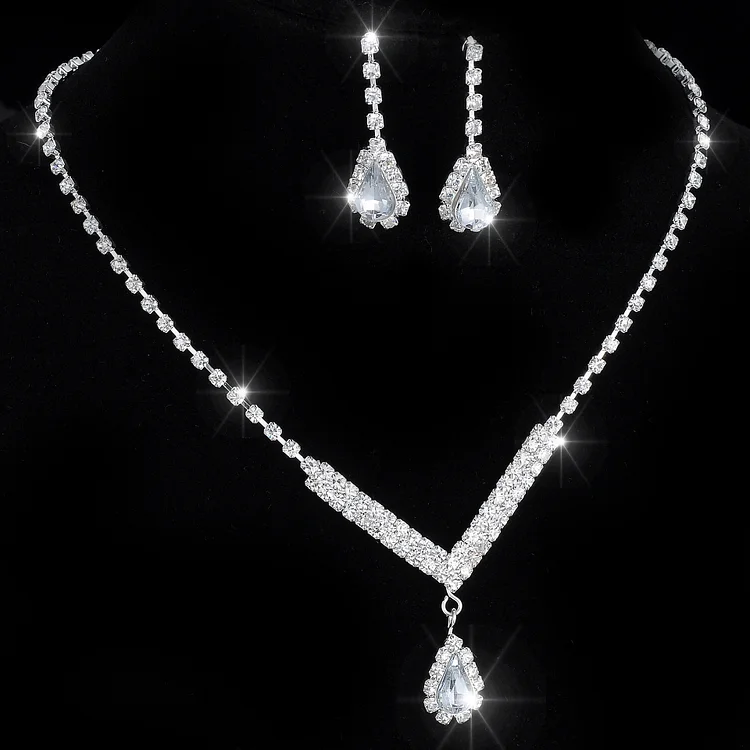 Simple Drop Pendant Necklace and Earrings Set