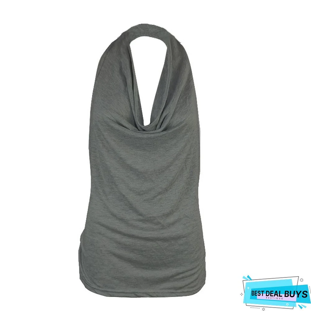 Sleeveless Casual Sleeveless Solid Shirts & Tops