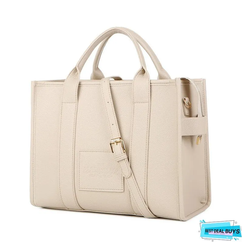 Cross-Border Foreign Trade Women's Bag One Piece Dropshipping New Solid Color Pu Letter Tote Bag Simple Casual Large Capacity Handbag