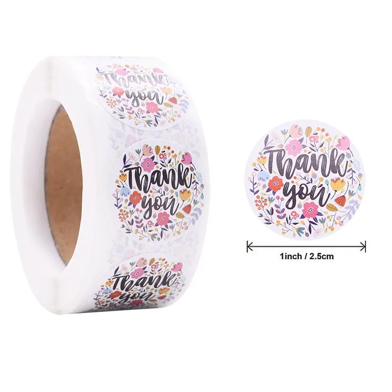 500pcs 1inch Thank You Stickers Round Seal Label Stationery Stickers Wedding Birthday Party Decoration Handmade Christmas Gifts