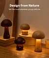 Mushroom Table Lamp Night Light Wooden LED Mushroom Touch Lamp Dimmable Bedside Lamp Eye Protection Atmosphere Lamp 600mAh USB Rechargeable Cute Lamp for Kids Adult Bedroom Living Room (A)