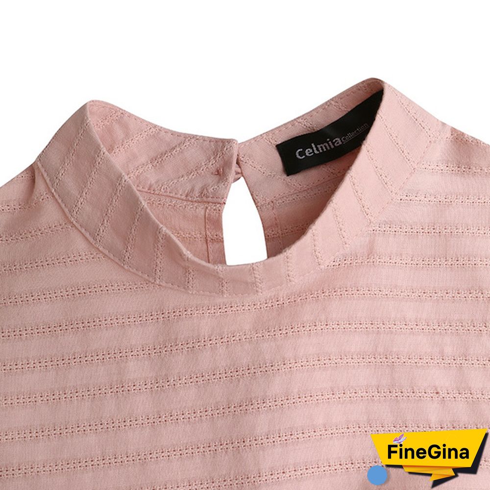 Women Puff Long Sleeve Blouse Lace Stitching Cotton Linen Casual Elegant Shirt Ladies Tops Plus Size