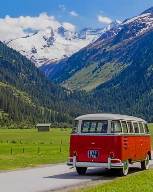 

Red VW Bus In Beautiful Landscape – Paint By Numbers - 40*50CM, 501 Original